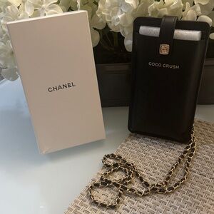 Chanel Black Coco Crush Phone Case with Gold Chain